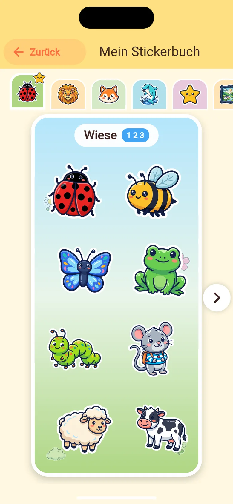 Stickerbuch mit gesammelten Stickern